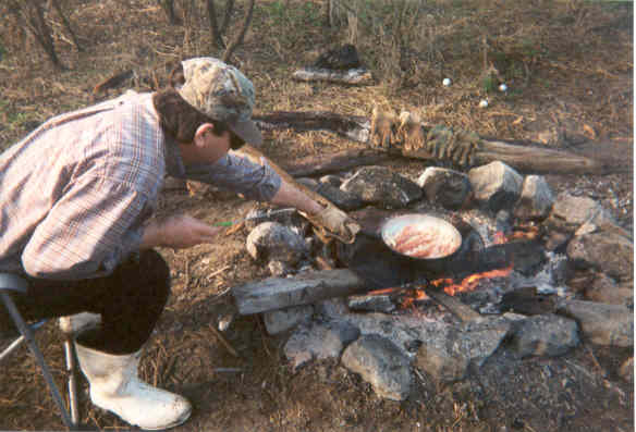Joe cooking breakfast