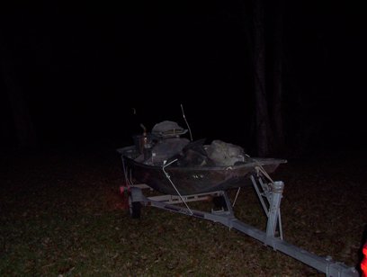 The mud boat packed and ready to go.